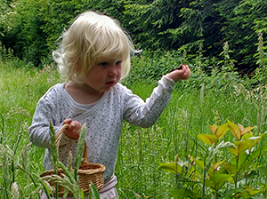 young child exploring nature